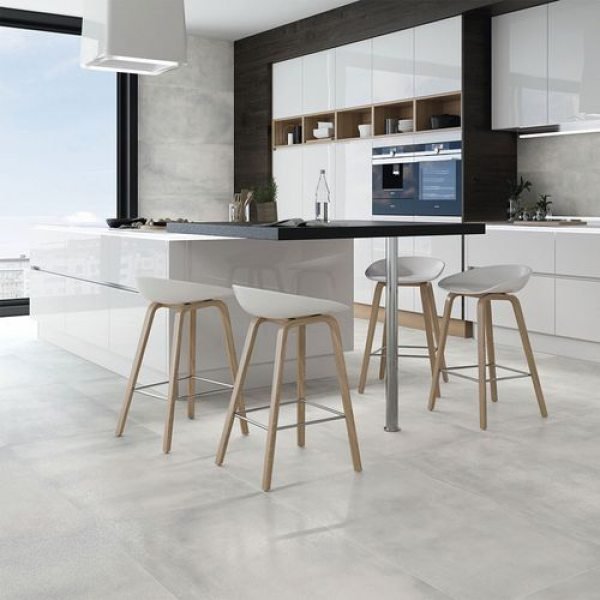 Baltimore Lappato Light Grey Stone Effect Rectified Porcelain Floor Tile   600mm x 600mm Brick Effect Bathroom Tiles