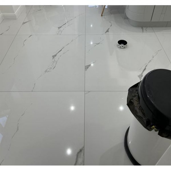 Statuario White Marble Effect Polished Porcelain Tile Kitchen Floor Tiles